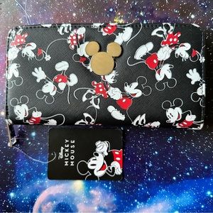 DISNEY Mickey and Minnie Large Long Zippered Wallet